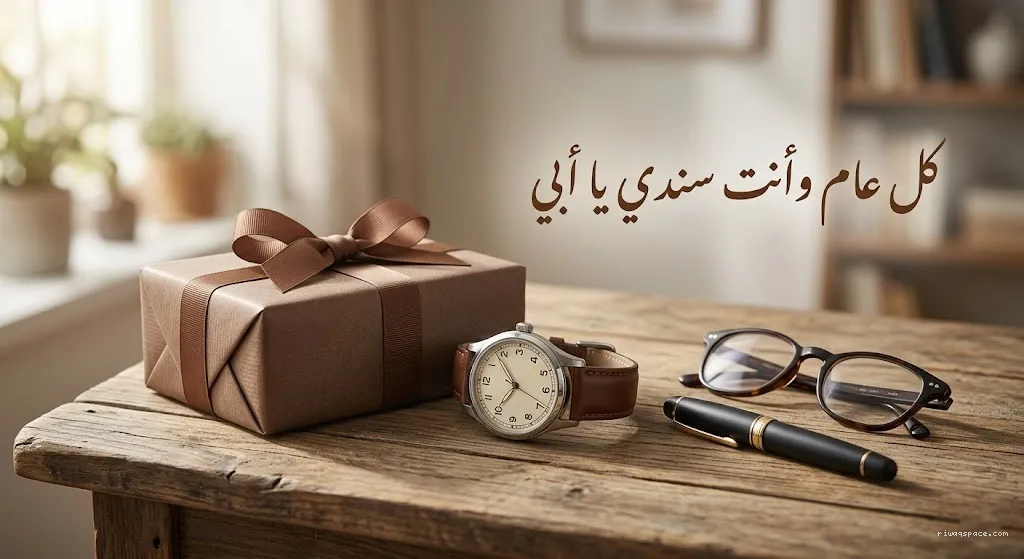 كعكة عيد ميلاد مع بطاقة مكتوب عليها تهنئة عيد ميلاد للأب